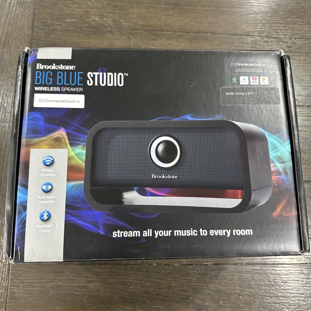 Brookstone Big Blue‎ Studio Black Wireless Speaker Chromecast Build In
